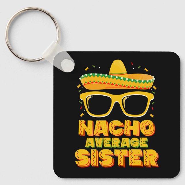 Porte-clés Sœur pas moyenne Cinco De Mayo famille appariée (Recto)