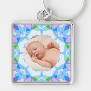 Porte-clés Soft Pretty Pastels Photo de Noël personnalisée
