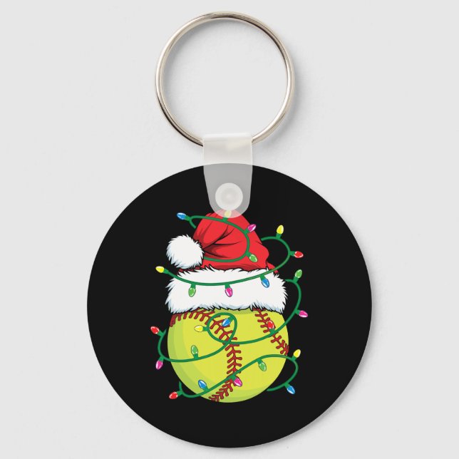 Porte-clés Softball Avec Chapeau de Père Noël Hommes Garçons  (Recto)