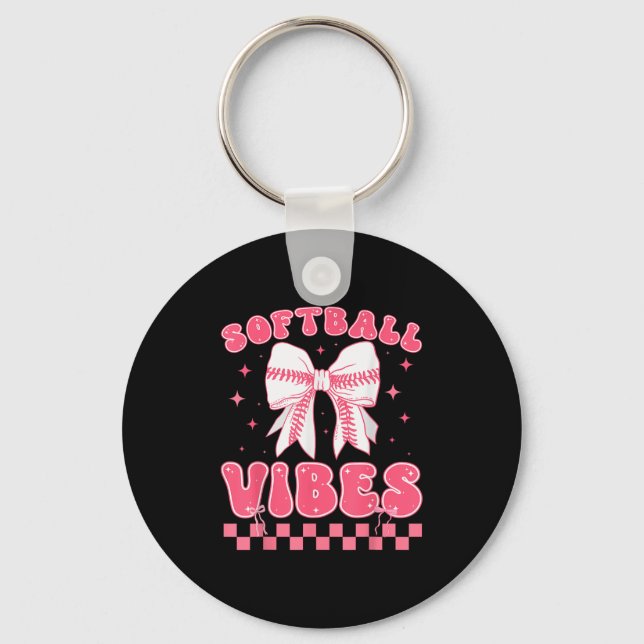 Porte-clés Softball Vibes Softball Couqette Groovy Softball G (Recto)