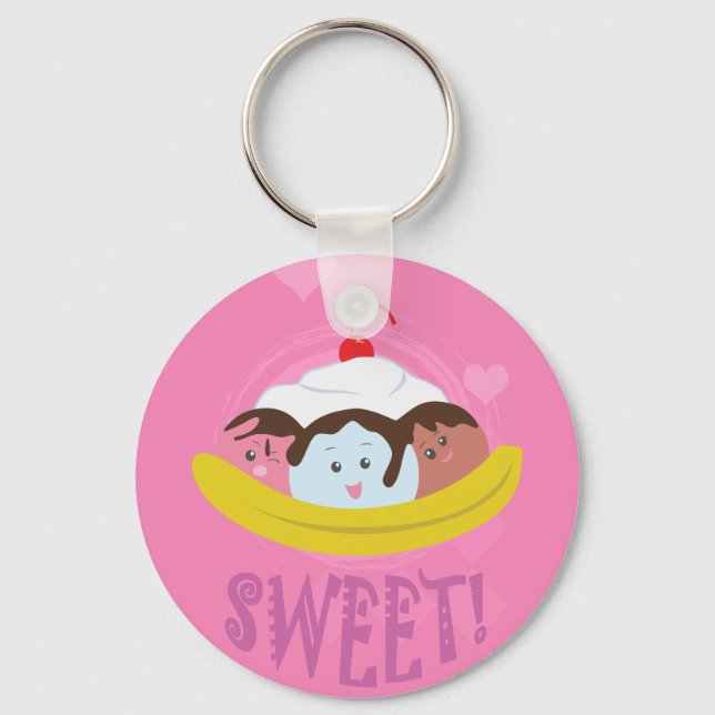 Porte-clés Soins sucrés - Split de banane ! (Recto)