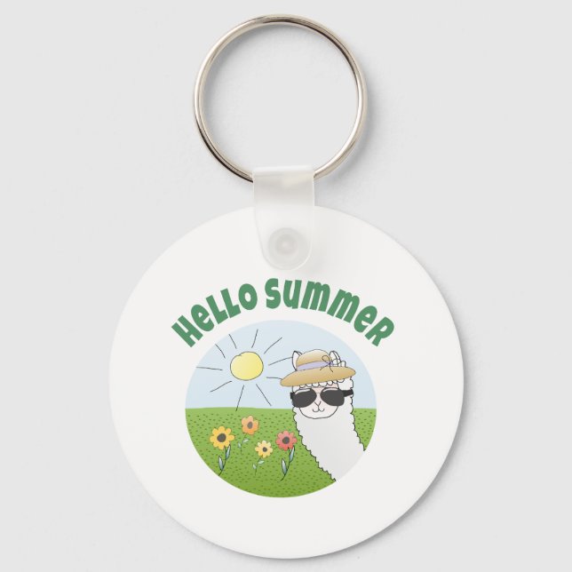 Porte-clés Soirée alpaka Hello Summer Alpaca (Recto)