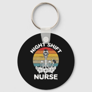 Porte-clés Soirée amusante Shift Nurse Skeleton Halloween Rn 