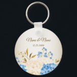 Porte-clés Soirée de mariage Golden Blue Jaune Floral Rustic<br><div class="desc">Soirée de mariage Golden Blue Jaune Floral Rustic porte - clé. Unique,  beau,  design élégant. Facile à personnaliser. Le style de police,  la taille et les couleurs peuvent être modifiés. Éléments correspondants disponibles.</div>