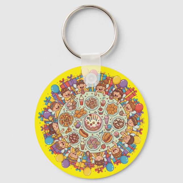 Porte-clés Soirée Fée À Thème Jaune Pour Enfants (Recto)