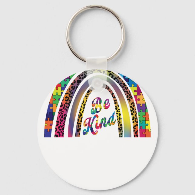 Porte-clés sois gentil arc-en-ciel (Recto)