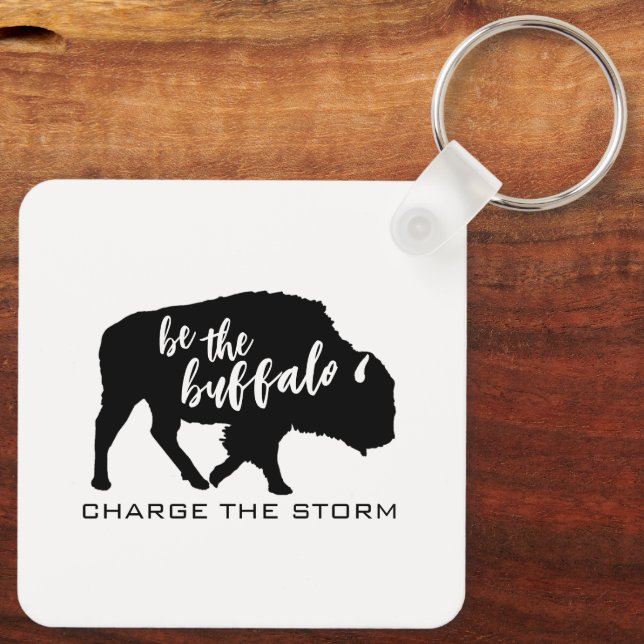 Porte-clés Sois la silhouette de Buffalo charge la tempête (Verso)