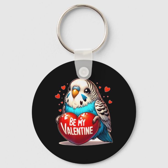 Porte-clés Sois mon cœur de perruche de la Saint-Valentin (Recto)