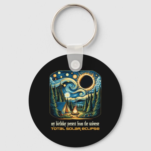 Porte-clés Solaire Éclipse Mon Anniversaire Présenté Par Les  (Recto)