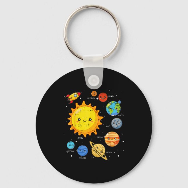 Porte-clés Solar System Sun Planets Rocket Space Galaxy Kids  (Recto)
