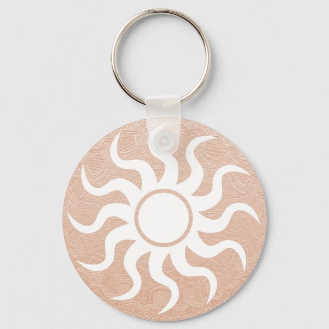 Porte-clés SOLEIL et Bijoux sur Feuille d'Or Embossée Dorée (Recto)