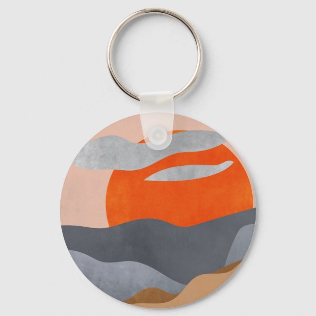 Porte-clés Soleil peint, nuages et eau (Recto)