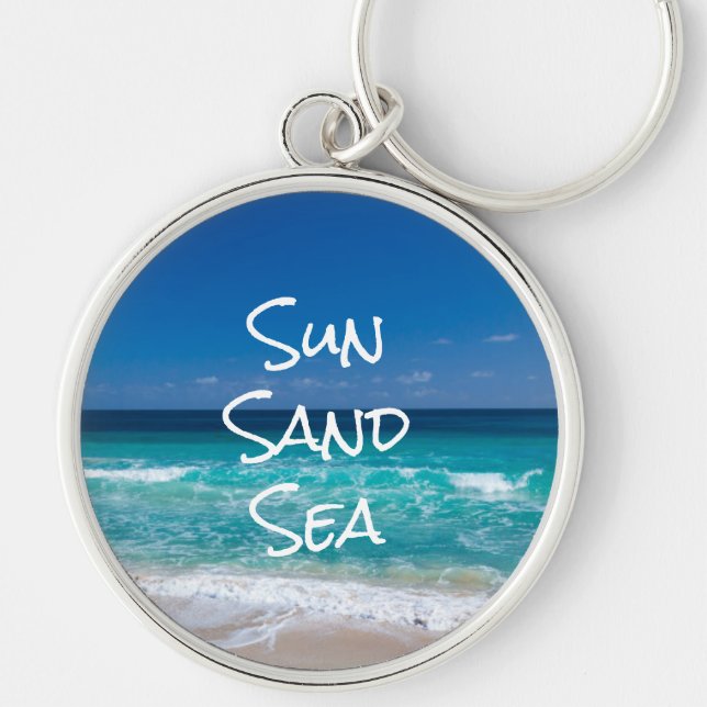 Porte-clés Soleil Sable Mer Plage Tropicale Eau Turquoise (Devant)