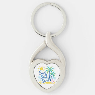 Porte-clés Soleil Sel Sable – Palmier de Plage Tropical Été 