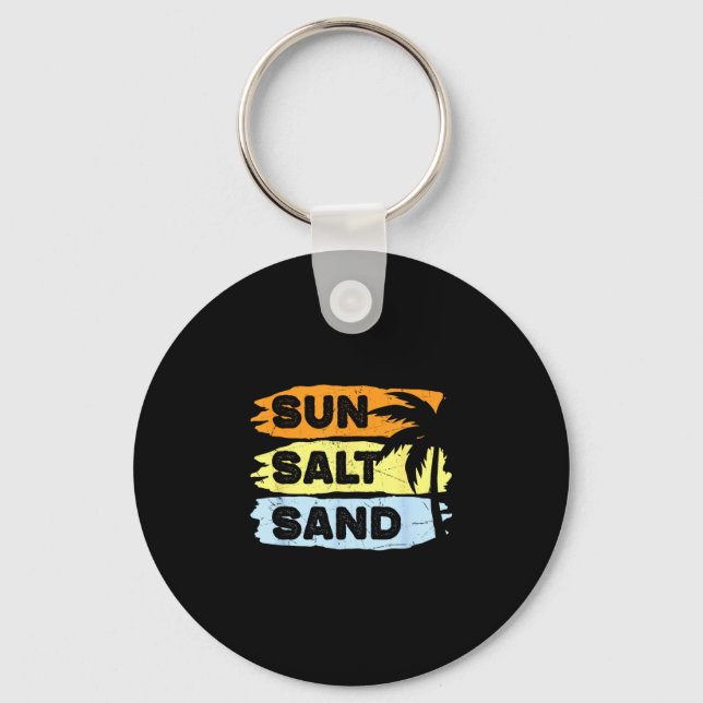Porte-clés Soleil sel sable rétro vacances d'été plage croisi (Recto)