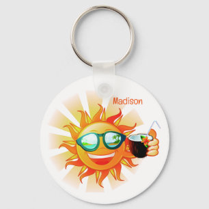 Porte-clés Soleil Tropical Texte Personnalisé