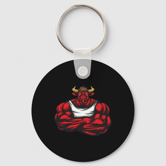 Porte-clés Solide comme Bull Bodybuilding (Recto)