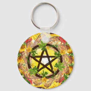 Porte-clés Solstice d'été jaune vif Pentacle tournesol