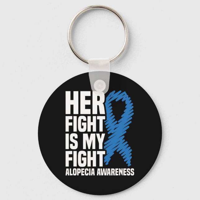 Porte-clés Son combat est mon combat Blue Ribbon Alopecia (Recto)