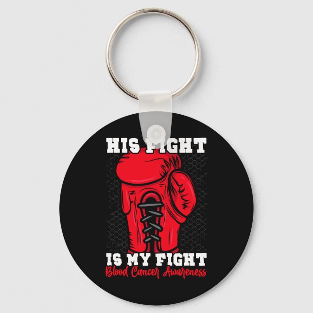 Porte-clés Son Combat Est Mon Combat. Boxer Cancer du Sang A (Recto)