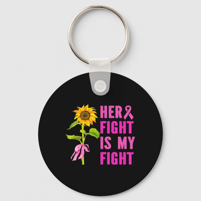 Porte-clés Son combat est mon combat Conscience du cancer du  (Recto)