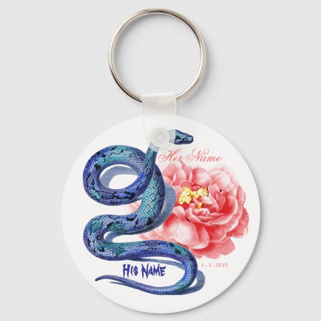 Porte-clés Son Rose Serpent Personnaliser Mariage Cadeau (Recto)