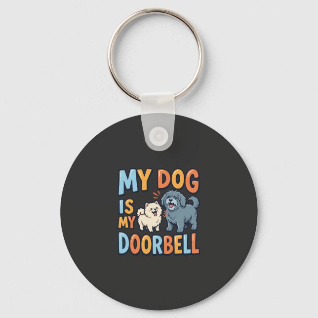 Porte-clés Sonnette Drôle pour Amoureux de Chiens (Recto)
