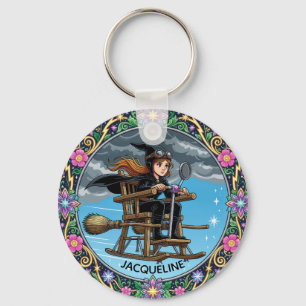 Porte-clés Sorcière Aviatrice Magnifique