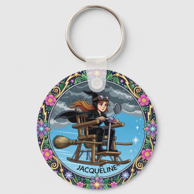 Porte-clés Sorcière Aviatrice Magnifique (Recto)