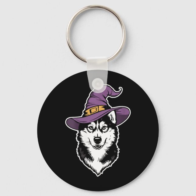 Porte-clés Sorcière de chien Husky femmes Halloween (Recto)