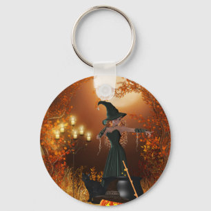 Porte-clés Sorcière de Halloween d'automne