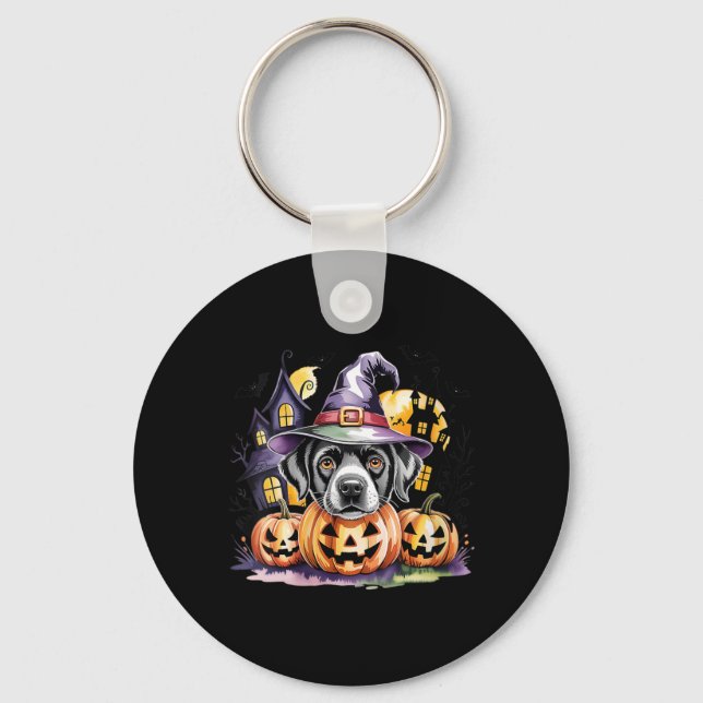 Porte-clés Sorcière de Labrador Retriever noir pour femmes Ha (Recto)