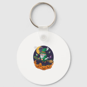 Porte-clés Sorcière d'Halloween Gnome Balai Citrouilles Lune