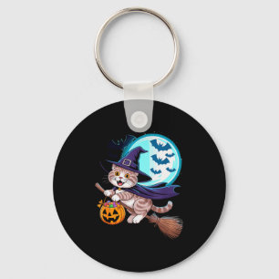 Porte-clés Sorcière d'Halloween Scottish Fold Lune Coupari 