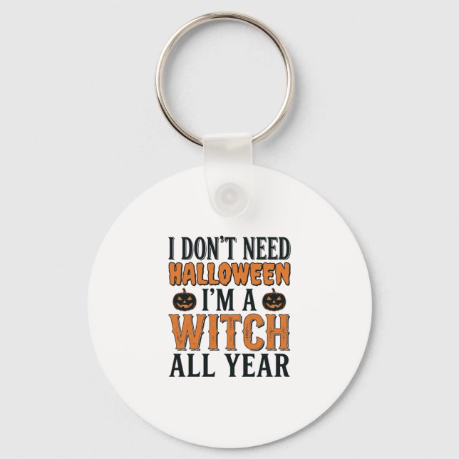 Porte-clés Sorcière drôle toute l'année Typographie Halloween (Recto)