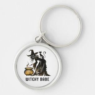Porte-clés Sorcière et chat