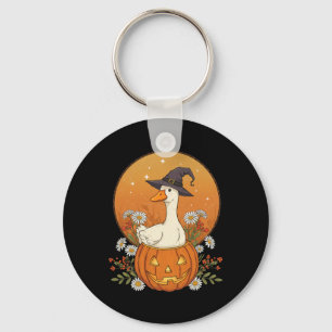 Porte-clés Sorcière Goose Halloween Fleurs Citrouilles mignon