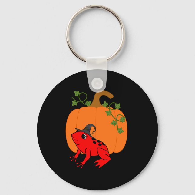Porte-clés Sorcière grenouille rouge avec Citrouille d'Hallow (Recto)
