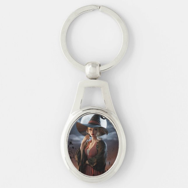 Porte-clés Sorcière Lune Dessous de verre esthétique (Devant)