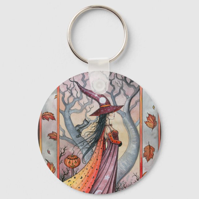 Porte-clés Sorcière Mystique d'Halloween par Molly Harrison (Recto)