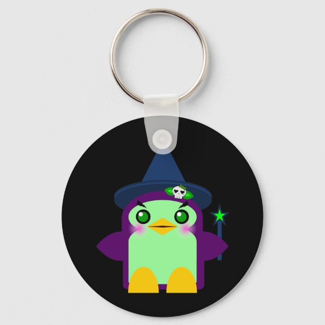 Porte-clés Sorcière pingouin mignonne (Recto)