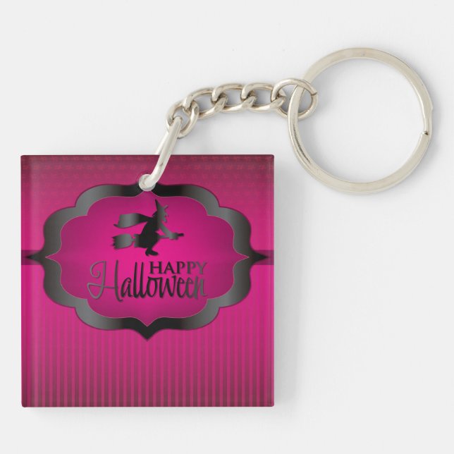Porte-clés Sorcière rose forme Halloween (Dos)