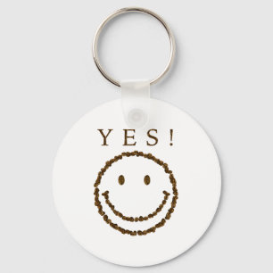 Porte-clés Souriez avec des haricots au café