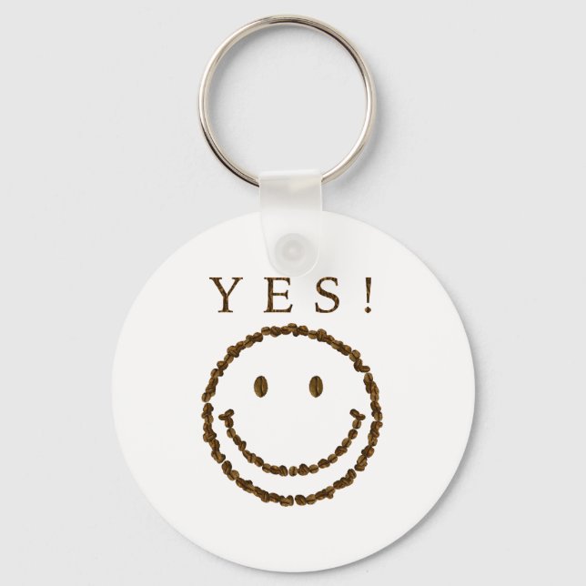 Porte-clés Souriez avec des haricots au café (Recto)