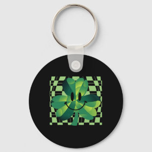Porte-clés Sourire visage trèfle Groovy Saint-Patrick