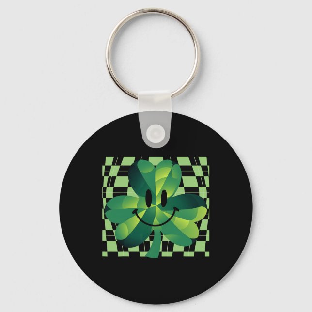 Porte-clés Sourire visage trèfle Groovy Saint-Patrick  (Recto)