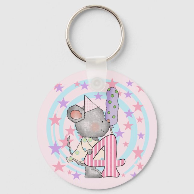 Porte-clés Souris 4e anniversaire T-shirts et cadeaux (Recto)