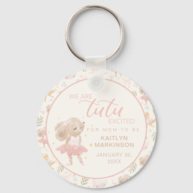 Porte-clés Souris Ballerina Tutu Baby shower excité (Recto)