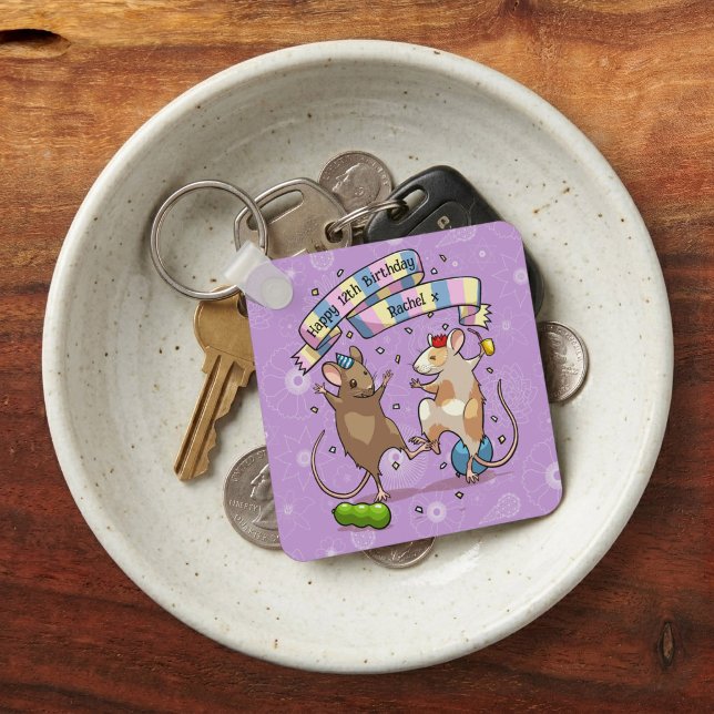 Porte-clés Souris dansantes Nom et âge Joyeux anniversaire (Créateur téléchargé)