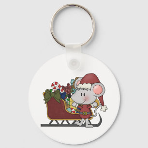Porte-clés Souris de Père Noël avec le traîneau